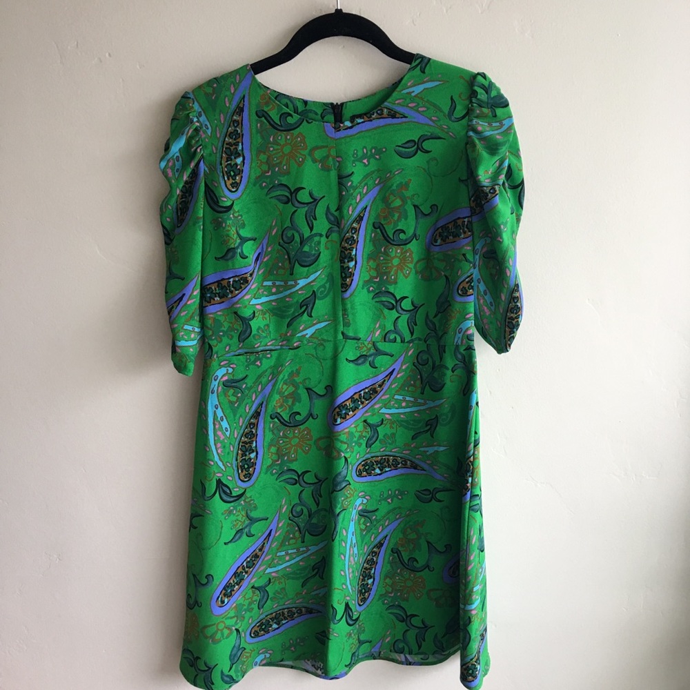 Zara TRF green floral dress